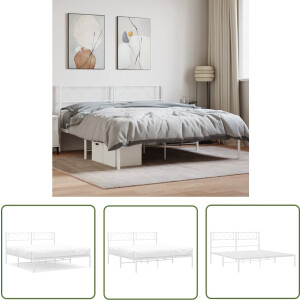 vidaXL Klassiek Bed - Metalen Bed Frame - Bedframe met hoofdbord metaal wit 120x190 cm - Robuust Bed - Bed 120x190 - Wit Bed