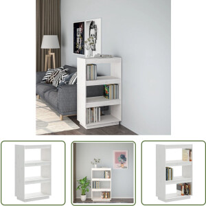 vidaXL Boekenkast - Boekenkasten - Boekenrek - Boekenschap - Boekenkast/kamerscherm 60x35x103 cm massief grenenhout wit