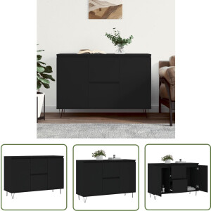 vidaXL Kast - Dressoir - Dressoir 104x35x70 cm bewerkt hout zwart - Houten Dressoir - Industrieel Design - Salontafel