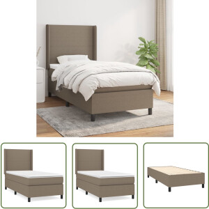 vidaXL Boxspring - Boxspringbed - Boxspring met matras stof taupe 100x200 cm - Tweepersoonsbed - Stapelbed - Bed Frame