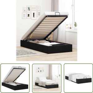 vidaXL Hoofdbord - Bed Frame - Bedframe zonder matras 90x200 cm stof zwart - Tweepersoonsbed - Stapelbaar Bed - Design Bed