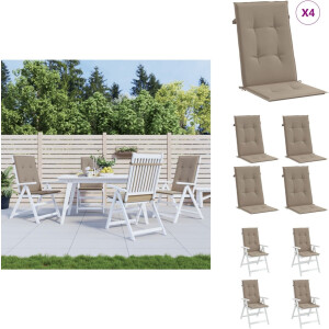 vidaXL Kussen - Kussens - Zitkussen - Stoelkussen - Tuinstoelkussens 4 st hoge rug120x50x3 cm stof taupe