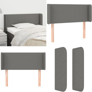 vidaXL Hoofdbord met randen 83x16x78/88 cm stof donkergrijs - Hoofdbord - Hoofdborden - Hoofdeinde - Houten Hoofdbord