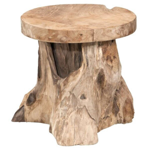 Leen Bakker - Bijzettafel Borneo - Teak - 40xØ40 Cm - Teakhout - Bruin