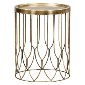 Leen Bakker - Bijzettafel Verdi - Messingkleur - 50xØ40 Cm - Metaal - Goudkleurig