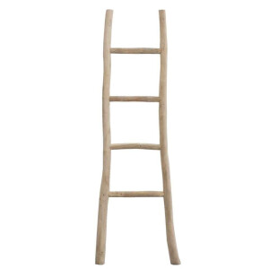Leen Bakker - Decoratieve Ladder Roel - Teakkleur - 160x55x5 Cm - Teakhout - Bruin