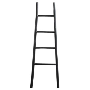Leen Bakker - Decoratieve Ladder Roel - 160x55x5 Cm - Teakhout - Zwart