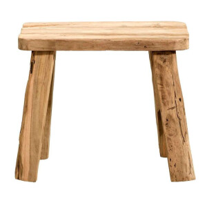 Leen Bakker - Kruk Quincy - Teak - 36x40x30 Cm - Teakhout - Bruin