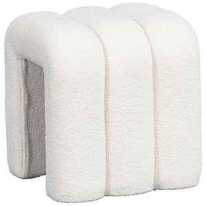 Leen Bakker - Poef Alfaro - 45x38x41 Cm - Teddy - Wit