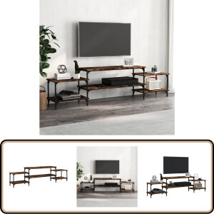 vidaXL Tv-meubel 197cm - Gerookt Eiken & Staal TV-meubel - Salontafel - Houten Tv Kast - Bruine Tv Tafel - Modern Tv Meubel
