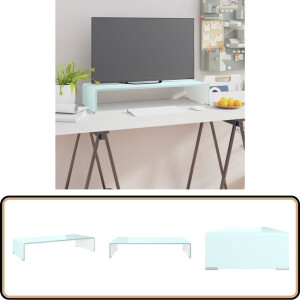 vidaXL Tv-meubel - Monitorverhoger - Glas - Groen TV-meubel - Tv Stand - Glas Meubilair - Groene Kast - Modern Interieur