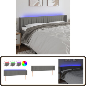 vidaXL Hoofdbord LED 183x16x78cm Donkergrijs Hoofdboard - Led Headboard - Bedhead - Hoofdborden - Slaapkamersdecoratie