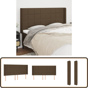vidaXL Hoofdbord - 203x16x118/128 cm - Stof - Donkerbruin Hoofd Bord - Hoofdeinde - Bed Accessoires - Stoffen Hoofdbord - Donkere Kleuren