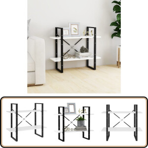 vidaXL Boekenkast - 2 schappen - 80x30x70 cm - Wit Boekenkast - Industrieel Design - Witte Boekenkast - Houten Boekenkast - Spaanplaat Boekenkast