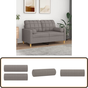 vidaXL Sierkussens 2 st 15x50 cm - Taupe Stof Sierkussens - Decoratiecousines - Rolkussens - Taupecussions - Velourscushions