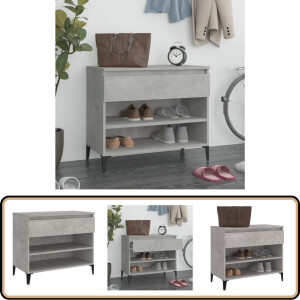vidaXL Schoenenkast - 70x36x60 cm - Betongrijs Schoenenkast - Schoenuitlegers - Bergruimte - Entree Kast - Interieur Design