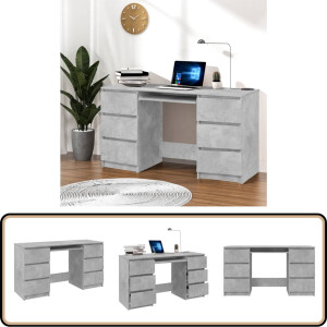 vidaXL Schrijftafel - 140x50x77 cm - Betongrijs Schreibtafel - Bureaublad - Houten Bureau - Grijze Bureau - Schrijftafel Kopen