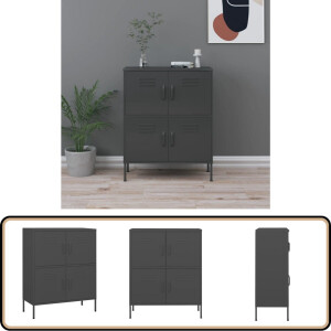 vidaXL Opbergkast - staal - antraciet - 80x35x101,5 cm Stalen Opbergkast - Opslagruimte - Metalen Kast - Industrieel Design - Antraciet Kleuren
