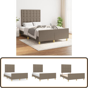 vidaXL Bedframe - 120x200 cm - Stof - Taupe Bed Frame - Boxspring - Tweepersoonsbed - Houten Bed - Stoffen Bed