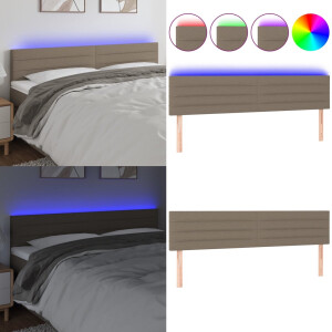vidaXL Hoofdbord LED 180x5x78/88 cm stof taupe - Hoofdbord - Hoofdborden - Hoofdeinde - Houten Hoofdbord
