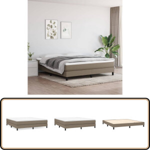 vidaXL Bedframe - Stof - Taupe - 160x200 cm Boxspring Frame - Tweepersoons Bed - Bed Frame - Taupe Bed - Houten Bed Frame