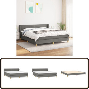vidaXL Boxspring - Donkergrijs - 160x200 cm Boxspringbed - Pocketvering - Grijs - Tweepersoonsbed - Hoofdbord Verstelbaar