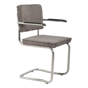 Eetkamerstoel Ridge Met armleuning, Kink, Ribstof, kleur Antraciet