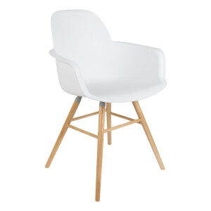 Zuiver Eetkamerstoel 'Albert Kuip' Met armleuning, PP en essen, kleur Wit