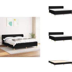 vidaXL Boxspring - Boxsprings - Bed - Slaapmeubel - Boxspring met matras stof zwart 160x200 cm