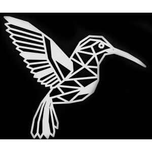 Houten Dierenkop • Houten Kolibrie • Dierenkop Kolibrie • Klein • Wit MDF • Houten Dier • Wandecoratie