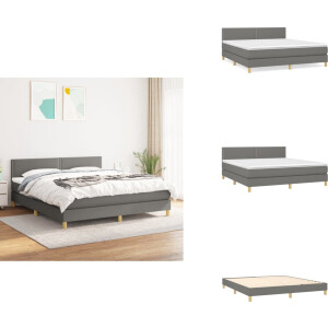 vidaXL Boxspring - Boxsprings - Bed - Slaapmeubel - Boxspring met matras stof donkergrijs 180x200 cm