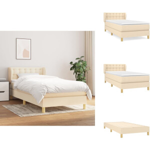 vidaXL Boxspring - Boxsprings - Bed - Slaapmeubel - Boxspring met matras stof crèmekleurig 90x190 cm