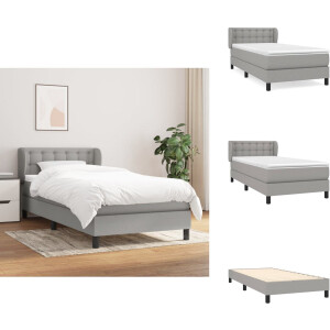 vidaXL Boxspring - Boxsprings - Bed - Slaapmeubel - Boxspring met matras stof lichtgrijs 80x200 cm
