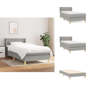 vidaXL Boxspring - Boxsprings - Bed - Slaapmeubel - Boxspring met matras stof lichtgrijs 80x200 cm