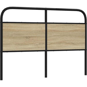 vidaXL - Hoofdbord - 135 - cm - staal - en - bewerkt - hout - sonoma - eikenkleurig