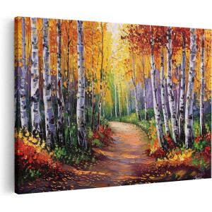 Artaza Canvas Schilderij Berkenbomen in de Herfst - 90x60 - Wanddecoratie - Foto Op Canvas - Canvas Print