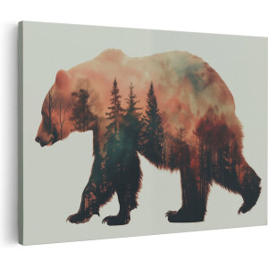 Artaza Canvas Schilderij Beer in het Bos - 60x40 - Wanddecoratie - Foto Op Canvas - Canvas Print