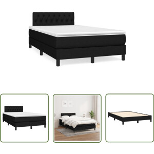 vidaXL Boxspringbed - Boxspring - Boxspring met matras stof zwart 120x190 cm - Slaapcomfort - Matras - Topmatras