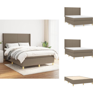 vidaXL Boxspring - Boxsprings - Bed - Slaapmeubel - Boxspring met matras stof taupe 140x200 cm
