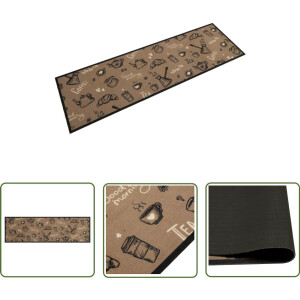 vidaXL Vloerkleden - Keukenmat - Keukenmat wasbaar ochtendprint 45x150 cm fluweel bruin - Anti-slip Mat - Keukenvloer - Brown Kitchen Rug
