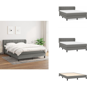 vidaXL Boxspring - Boxsprings - Bed - Slaapmeubel - Boxspring met matras stof donkergrijs 140x190 cm