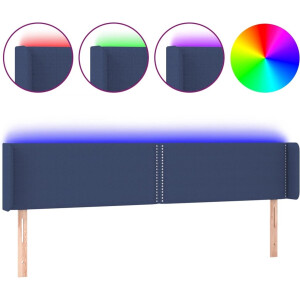 vidaXL - Hoofdbord - LED - 203x16x78/88 - cm - stof - blauw
