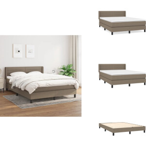 vidaXL Boxspring - Boxsprings - Bed - Slaapmeubel - Boxspring met matras stof taupe 140x190 cm