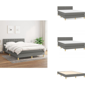 vidaXL Boxspring - Boxsprings - Bed - Slaapmeubel - Boxspring met matras stof donkergrijs 140x200 cm