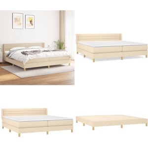 vidaXL Boxspring met matras stof crèmekleurig 200x200 cm - Boxspring - Boxsprings - Bed - Slaapmeubel
