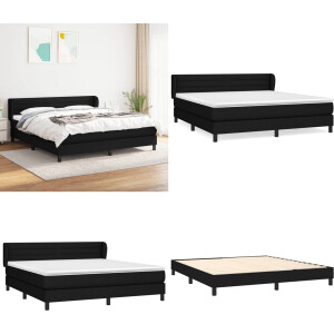 vidaXL Boxspring met matras stof zwart 160x200 cm - Boxspring - Boxsprings - Bed - Slaapmeubel