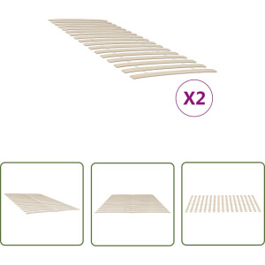 vidaXL Lattenbodem Tweepersoons - Houten Lattenbodem - Bedlattenvervanging met 34 latten 2 stuks 70x200 cm - Populierenhout - Slaapcomfort - Inklapbare Lattenbodem