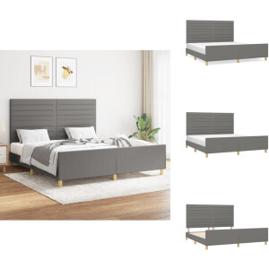 vidaXL Bedframe Met Hoofdeinde - Bedframes Met Hoofdeindes - Bed - Slaapmeubel - Bedframe zonder matras stof donkergrijs 160x200 cm