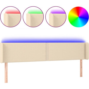 vidaXL - Hoofdbord - LED - 183x16x78/88 - cm - stof - crèmekleurig