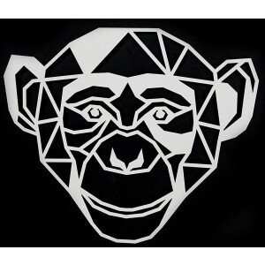 Houten Dierenkop • Houten Aap • Dierenkop Aap • Klein • Wit MDF • Houten Dier • Wandecoratie